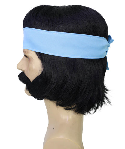Wigs2you H-7048 大人用男性用ヒッピースタイルフルウィッグ（もみあげ、口ひげ、ヘッドバンド付き）合成繊維製。60年代風のレトロなコスチュームやテーマイベントに最適。