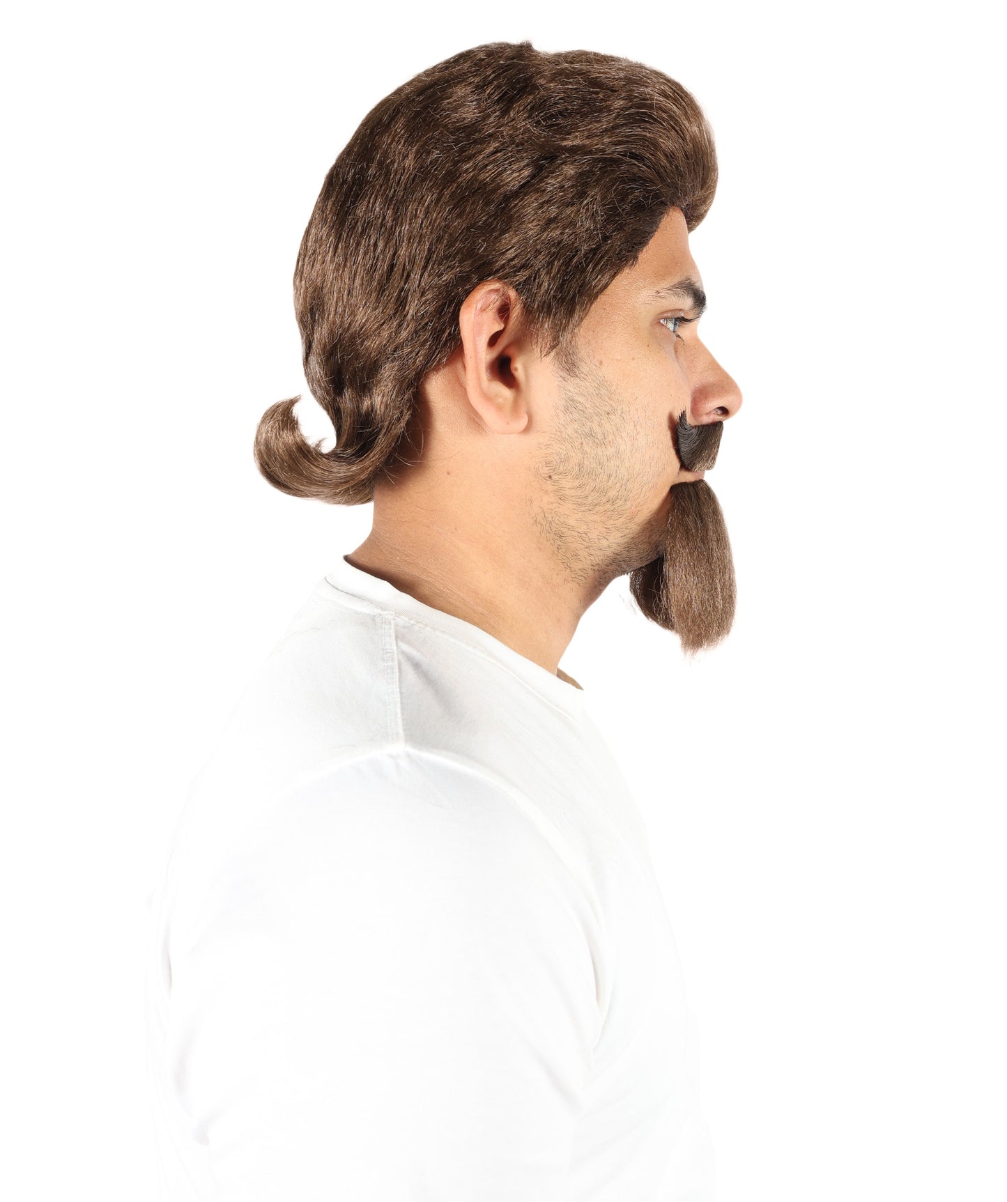 Wigs2you H-7054  大人用メンズ ワイルドウェスト フルウィッグ 口ひげ＆あごひげ付き ブラウン合成繊維 テーマパーティーやコスチュームイベントに最適