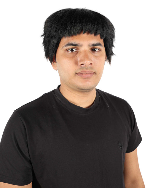 Wigs2you H-7068 大人用ショートブラックレイヤードフルウィッグ（前髪付き）合成繊維製 コスプレ、ハロウィン、舞台、ロールプレイ用