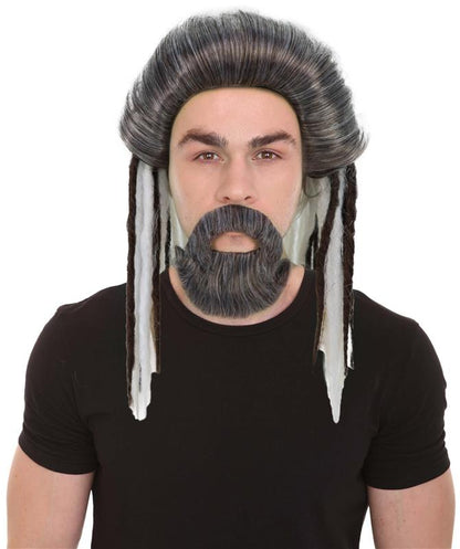 Wigs2you H-7070 大人用 メンズ シーモナーク デラックス フルウィッグ ひげ付き ホワイト＆ブラウン 合成繊維 ハロウィン、コスプレ、パーティー、ステージ用