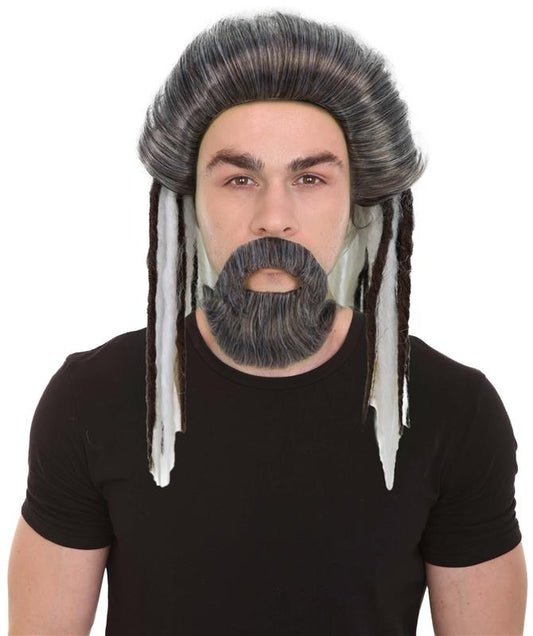 Wigs2you H-7070 大人用 メンズ シーモナーク デラックス フルウィッグ ひげ付き ホワイト＆ブラウン 合成繊維 ハロウィン、コスプレ、パーティー、ステージ用