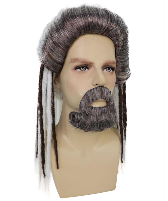 Wigs2you H-7070 大人用 メンズ シーモナーク デラックス フルウィッグ ひげ付き ホワイト＆ブラウン 合成繊維 ハロウィン、コスプレ、パーティー、ステージ用