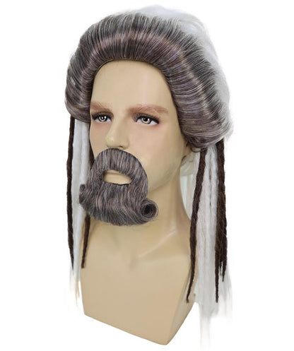 Wigs2you H-7070 大人用 メンズ シーモナーク デラックス フルウィッグ ひげ付き ホワイト＆ブラウン 合成繊維 ハロウィン、コスプレ、パーティー、ステージ用