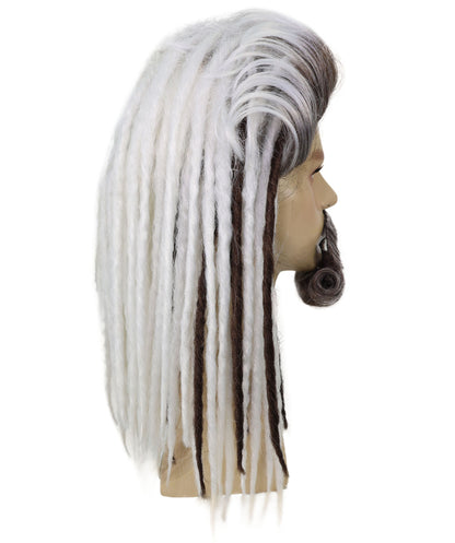 Wigs2you H-7070 大人用 メンズ シーモナーク デラックス フルウィッグ ひげ付き ホワイト＆ブラウン 合成繊維 ハロウィン、コスプレ、パーティー、ステージ用