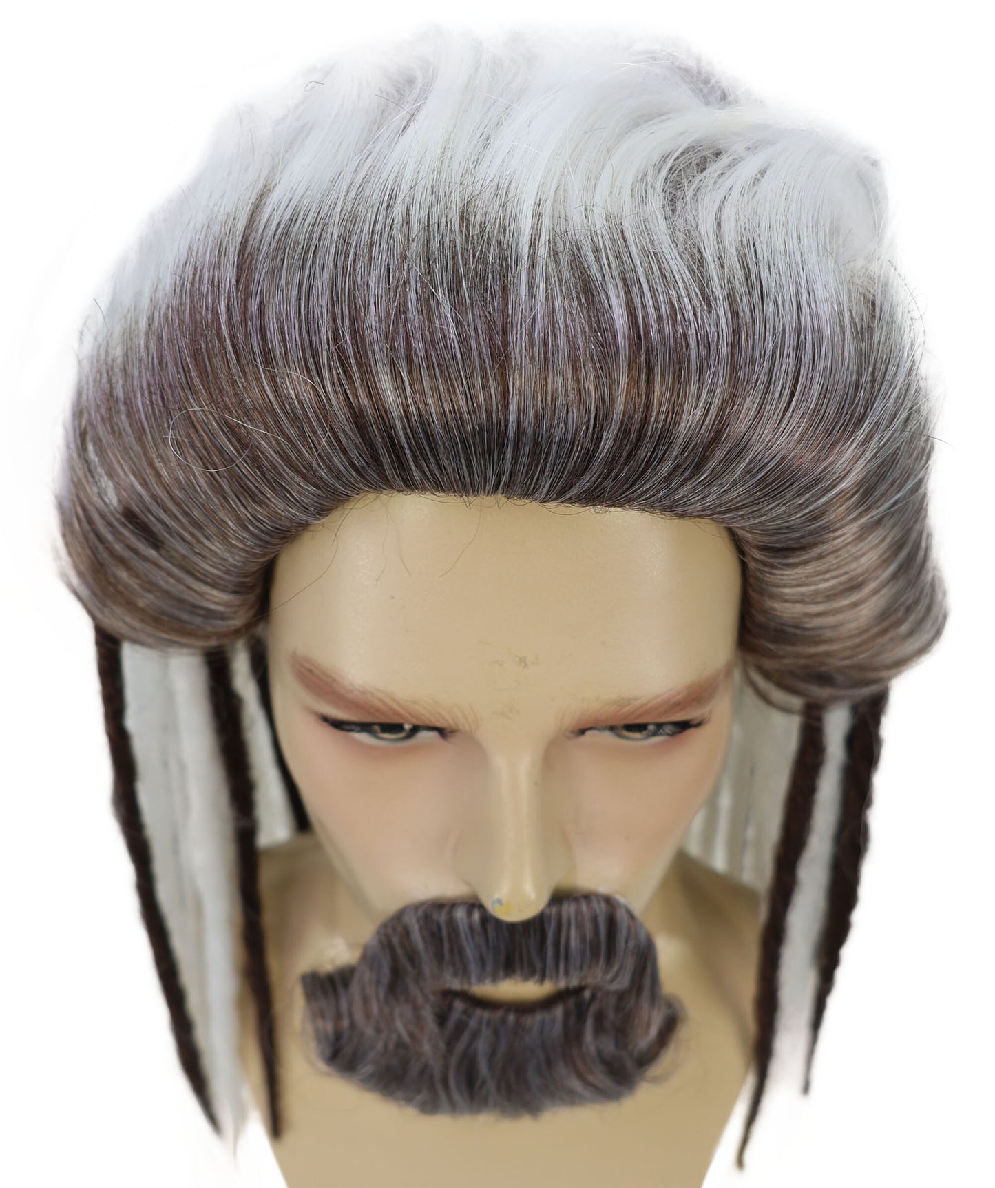 Wigs2you H-7070 大人用 メンズ シーモナーク デラックス フルウィッグ ひげ付き ホワイト＆ブラウン 合成繊維 ハロウィン、コスプレ、パーティー、ステージ用