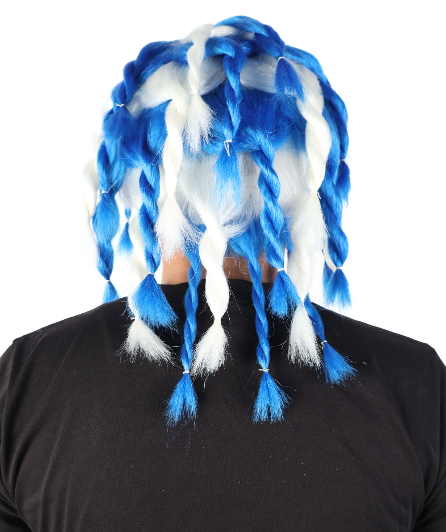 Wigs2you H-7072 大人用 メンズ 編み込み ラスタ ドレッドヘア フルウィッグ ブルー＆ホワイト ミディアム丈 合成繊維 コスプレ、ハロウィン、パーティー、ステージ用