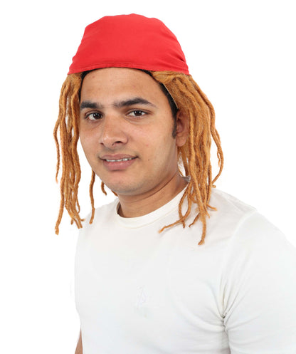 Wigs2you H-7073 大人用 メンズ ブラウン ドレッドヘア フルウィッグ レッドバンダナ付き 14インチ 難燃性合成繊維 ハロウィン・コスプレ用