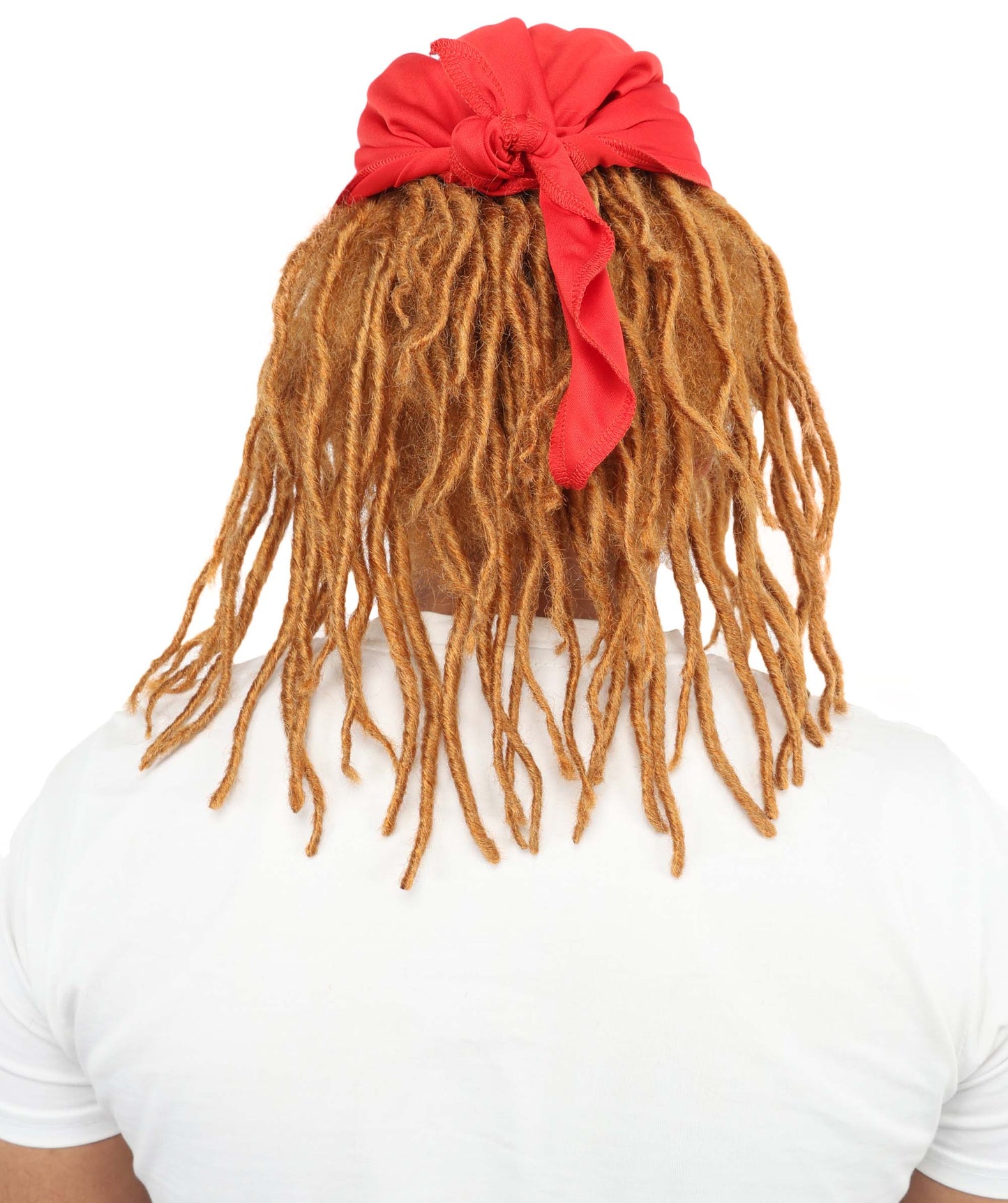Wigs2you H-7073 大人用 メンズ ブラウン ドレッドヘア フルウィッグ レッドバンダナ付き 14インチ 難燃性合成繊維 ハロウィン・コスプレ用