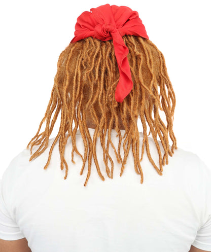 Wigs2you H-7073 大人用 メンズ ブラウン ドレッドヘア フルウィッグ レッドバンダナ付き 14インチ 難燃性合成繊維 ハロウィン・コスプレ用