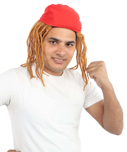 Wigs2you H-7073 大人用 メンズ ブラウン ドレッドヘア フルウィッグ レッドバンダナ付き 14インチ 難燃性合成繊維 ハロウィン・コスプレ用