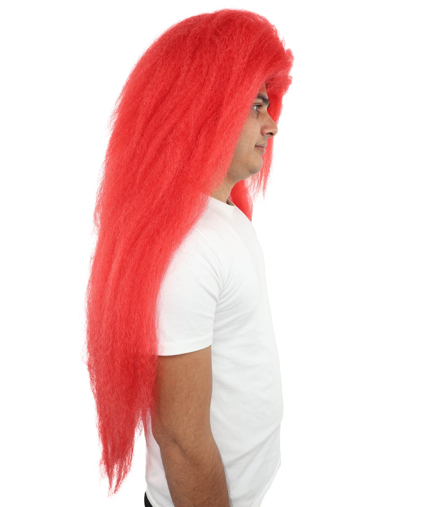 Wigs2you H-7080 大人用メンズ エクストラロング レイヤード フルウィッグ レッド 合成繊維 コスプレ、舞台公演、ハロウィンパーティーに最適