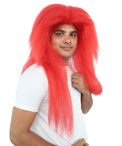 Wigs2you H-7080 大人用メンズ エクストラロング レイヤード フルウィッグ レッド 合成繊維 コスプレ、舞台公演、ハロウィンパーティーに最適