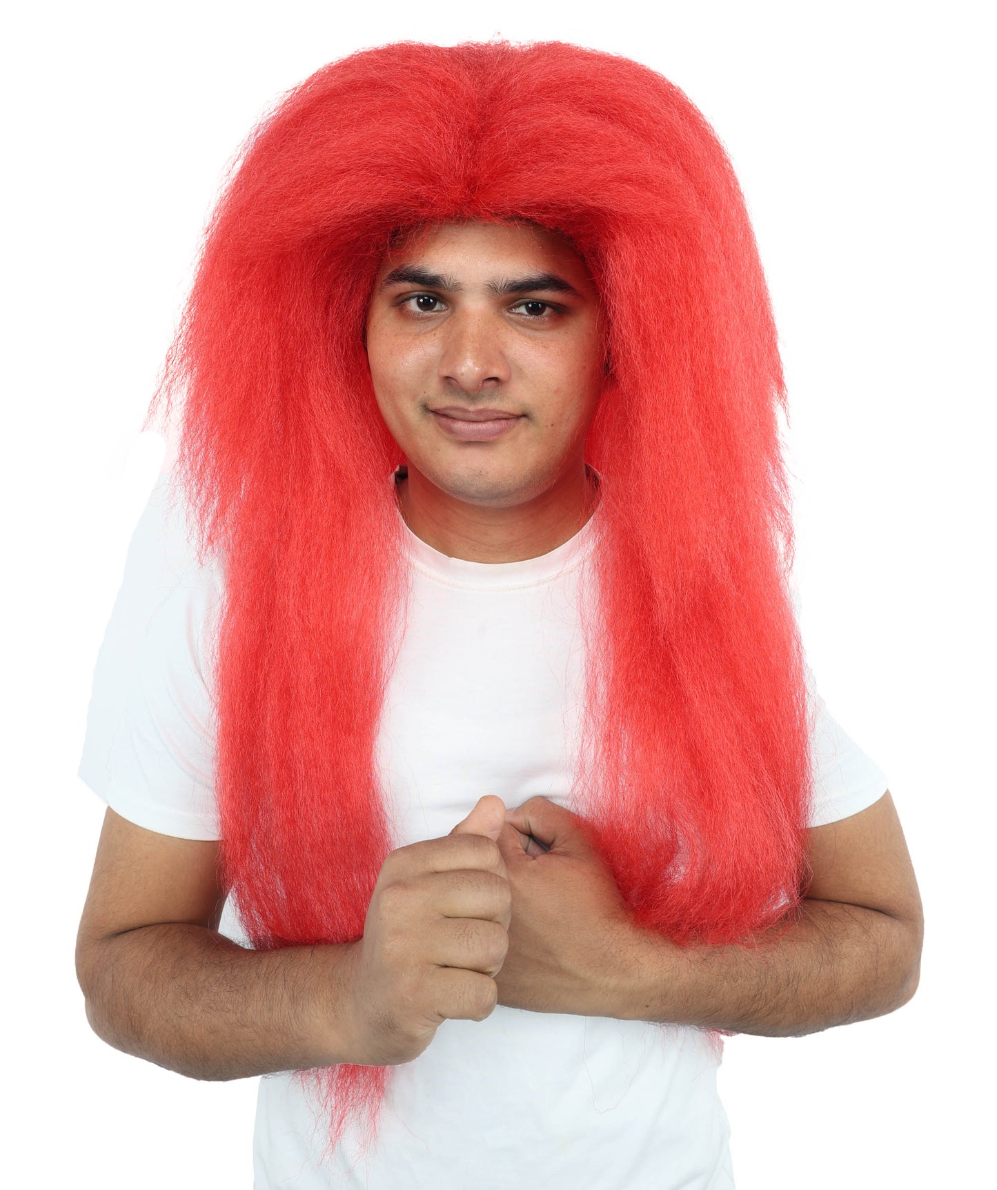 Wigs2you H-7080 大人用メンズ エクストラロング レイヤード フルウィッグ レッド 合成繊維 コスプレ、舞台公演、ハロウィンパーティーに最適
