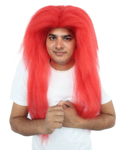 Wigs2you H-7080 大人用メンズ エクストラロング レイヤード フルウィッグ レッド 合成繊維 コスプレ、舞台公演、ハロウィンパーティーに最適