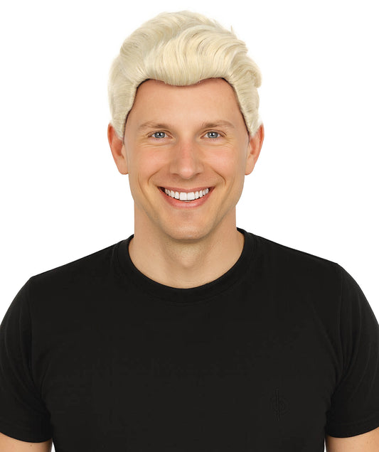 Wigs2you H-7084  大人用 メンズ レトロ シルバーブロンド ショート フルウィッグ 合成繊維 調節可能なキャップ付き コスプレ、ハロウィン、舞台、テーマイベントに最適