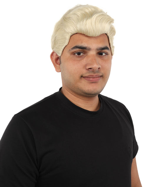 Wigs2you H-7084  大人用 メンズ レトロ シルバーブロンド ショート フルウィッグ 合成繊維 調節可能なキャップ付き コスプレ、ハロウィン、舞台、テーマイベントに最適