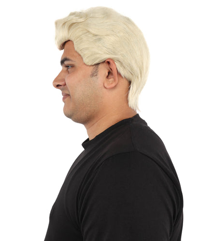 Wigs2you H-7084  大人用 メンズ レトロ シルバーブロンド ショート フルウィッグ 合成繊維 調節可能なキャップ付き コスプレ、ハロウィン、舞台、テーマイベントに最適