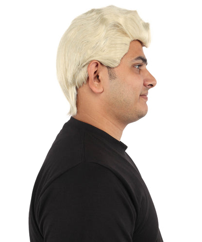 Wigs2you H-7084  大人用 メンズ レトロ シルバーブロンド ショート フルウィッグ 合成繊維 調節可能なキャップ付き コスプレ、ハロウィン、舞台、テーマイベントに最適