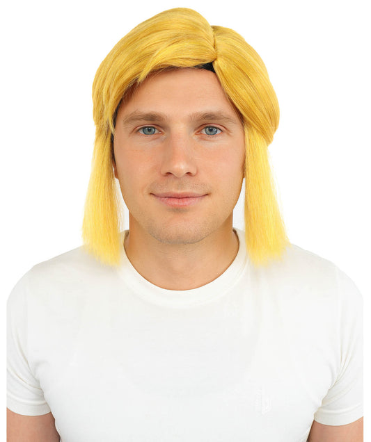 Wigs2you H-7086 大人用 メンズ ファンタジーヒーロー ショート レイヤード フルウィッグ イエロー＆ブロンド サイドバング付き 合成繊維 コスプレ、ハロウィン、ロールプレイ、ステージ用