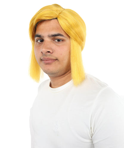 Wigs2you H-7086 大人用 メンズ ファンタジーヒーロー ショート レイヤード フルウィッグ イエロー＆ブロンド サイドバング付き 合成繊維 コスプレ、ハロウィン、ロールプレイ、ステージ用