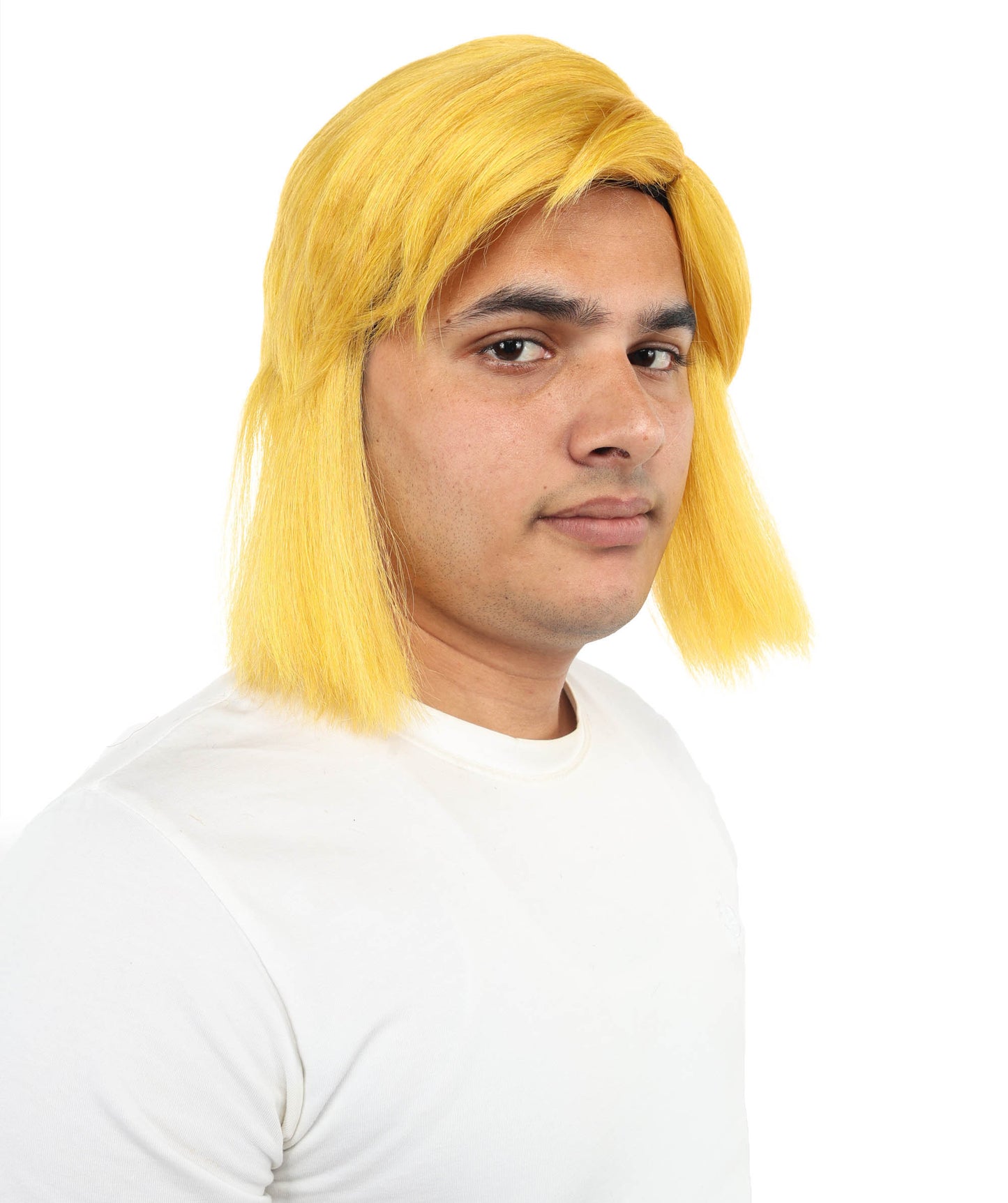 Wigs2you H-7086 大人用 メンズ ファンタジーヒーロー ショート レイヤード フルウィッグ イエロー＆ブロンド サイドバング付き 合成繊維 コスプレ、ハロウィン、ロールプレイ、ステージ用