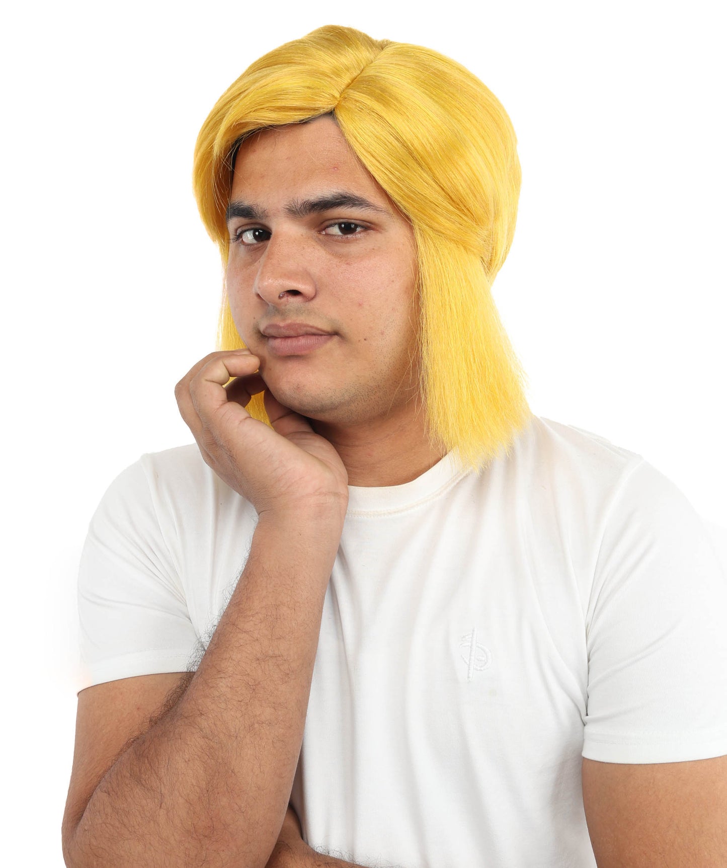 Wigs2you H-7086 大人用 メンズ ファンタジーヒーロー ショート レイヤード フルウィッグ イエロー＆ブロンド サイドバング付き 合成繊維 コスプレ、ハロウィン、ロールプレイ、ステージ用