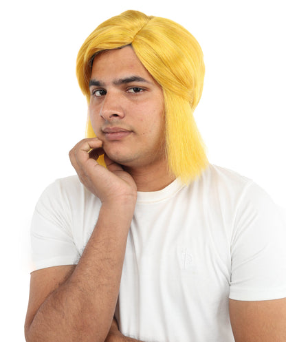 Wigs2you H-7086 大人用 メンズ ファンタジーヒーロー ショート レイヤード フルウィッグ イエロー＆ブロンド サイドバング付き 合成繊維 コスプレ、ハロウィン、ロールプレイ、ステージ用