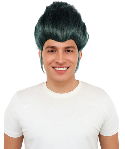 Wigs2you H-7091 大人男性用スパイクゴシックグリーンウィッグ｜アニメ、ハロウィン、カーニバルに最適な、調節可能なストラップとファイバーを使用したショートレイヤードヘアスタイル