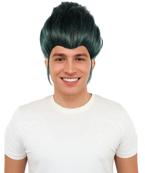 Wigs2you H-7091 大人男性用スパイクゴシックグリーンウィッグ｜アニメ、ハロウィン、カーニバルに最適な、調節可能なストラップとファイバーを使用したショートレイヤードヘアスタイル
