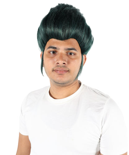 Wigs2you H-7091 大人男性用スパイクゴシックグリーンウィッグ｜アニメ、ハロウィン、カーニバルに最適な、調節可能なストラップとファイバーを使用したショートレイヤードヘアスタイル