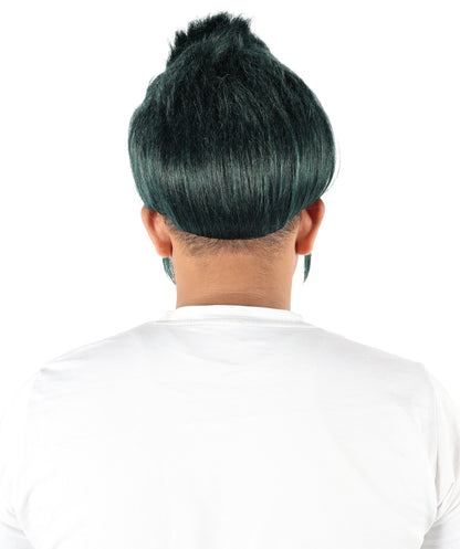 Wigs2you H-7091 大人男性用スパイクゴシックグリーンウィッグ｜アニメ、ハロウィン、カーニバルに最適な、調節可能なストラップとファイバーを使用したショートレイヤードヘアスタイル