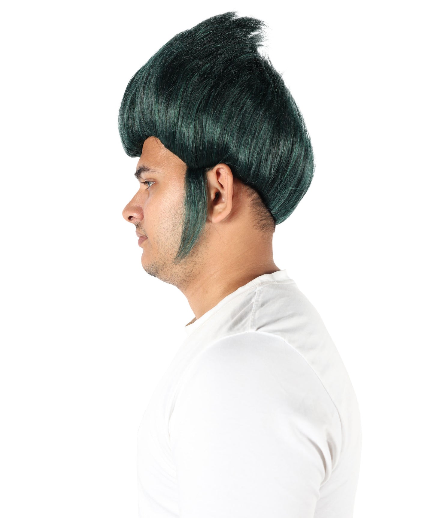 Wigs2you H-7091 大人男性用スパイクゴシックグリーンウィッグ｜アニメ、ハロウィン、カーニバルに最適な、調節可能なストラップとファイバーを使用したショートレイヤードヘアスタイル