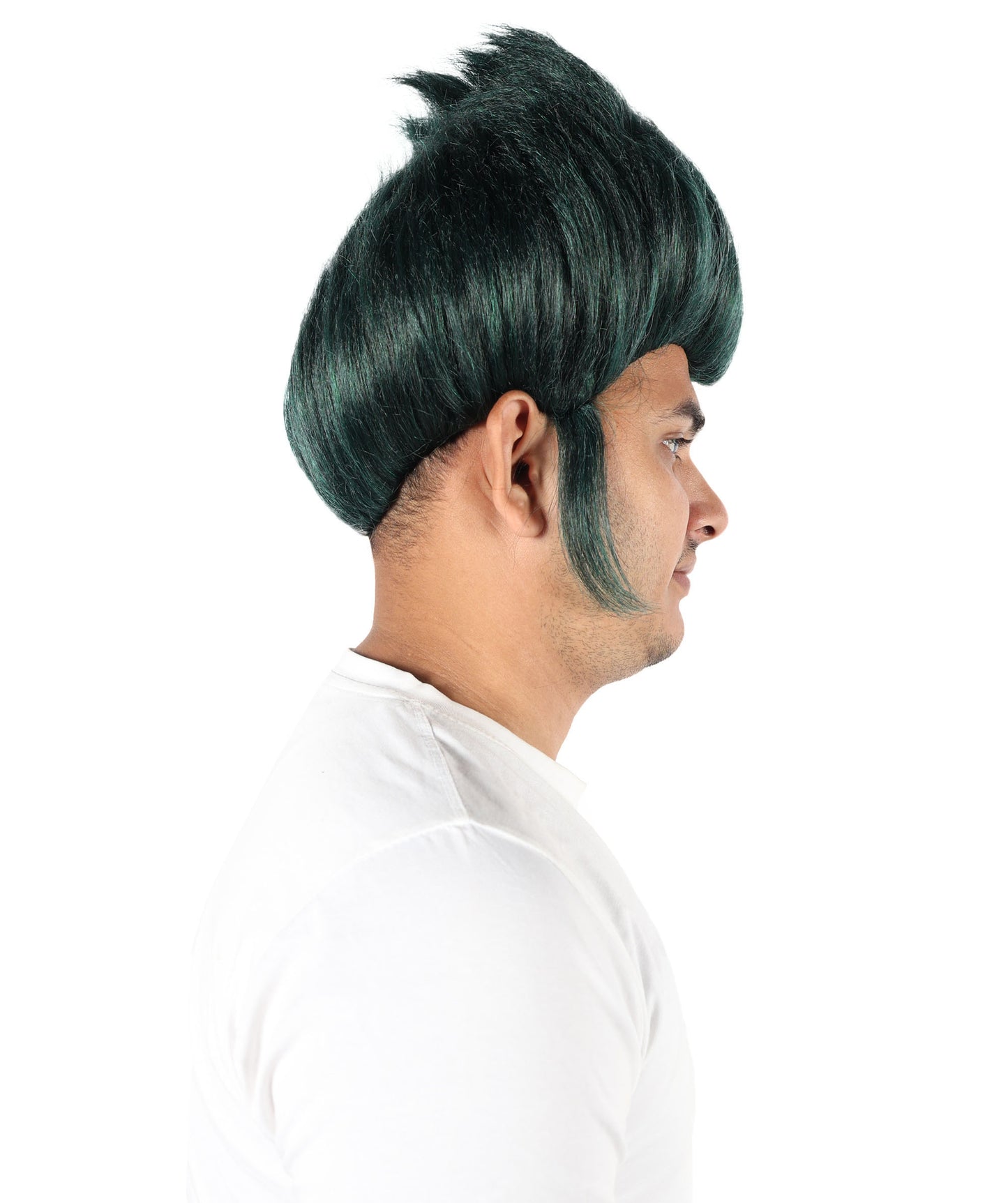 Wigs2you H-7091 大人男性用スパイクゴシックグリーンウィッグ｜アニメ、ハロウィン、カーニバルに最適な、調節可能なストラップとファイバーを使用したショートレイヤードヘアスタイル