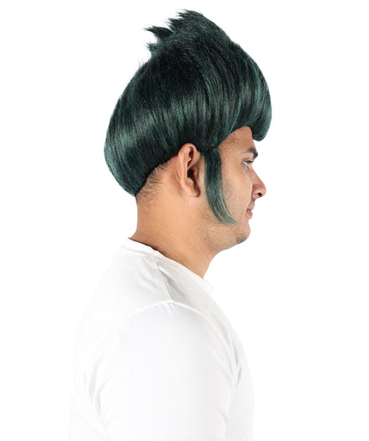 Wigs2you H-7091 大人男性用スパイクゴシックグリーンウィッグ｜アニメ、ハロウィン、カーニバルに最適な、調節可能なストラップとファイバーを使用したショートレイヤードヘアスタイル