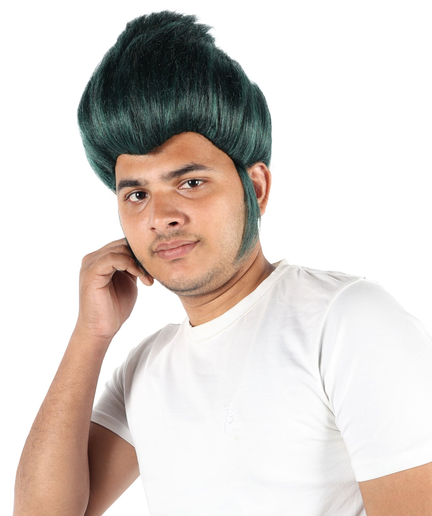 Wigs2you H-7091 大人男性用スパイクゴシックグリーンウィッグ｜アニメ、ハロウィン、カーニバルに最適な、調節可能なストラップとファイバーを使用したショートレイヤードヘアスタイル