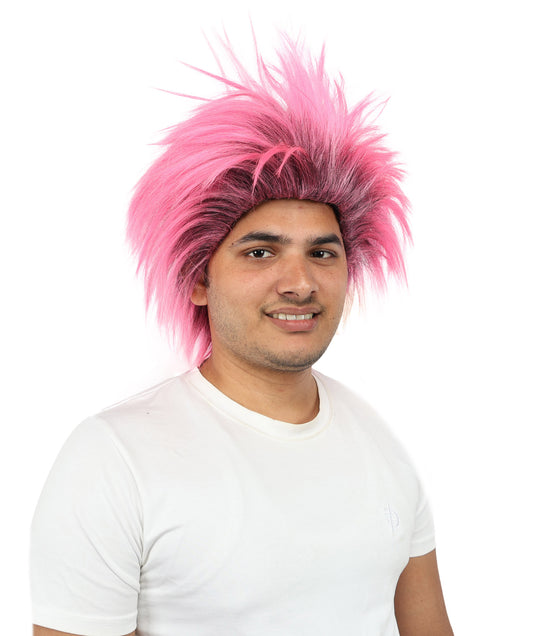 Wigs2you H-7092 大人男性用パーティーパンクウィッグ｜ミディアムスパイクマルチカラーヘアスタイル、調節可能なストラップと合成繊維使用、コスプレ、ハロウィン、カーニバル、パーティーに最適
