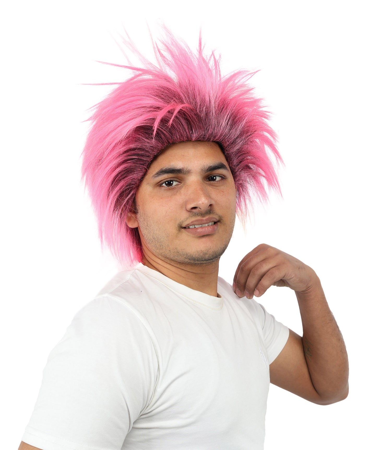 Wigs2you H-7092 大人男性用パーティーパンクウィッグ｜ミディアムスパイクマルチカラーヘアスタイル、調節可能なストラップと合成繊維使用、コスプレ、ハロウィン、カーニバル、パーティーに最適