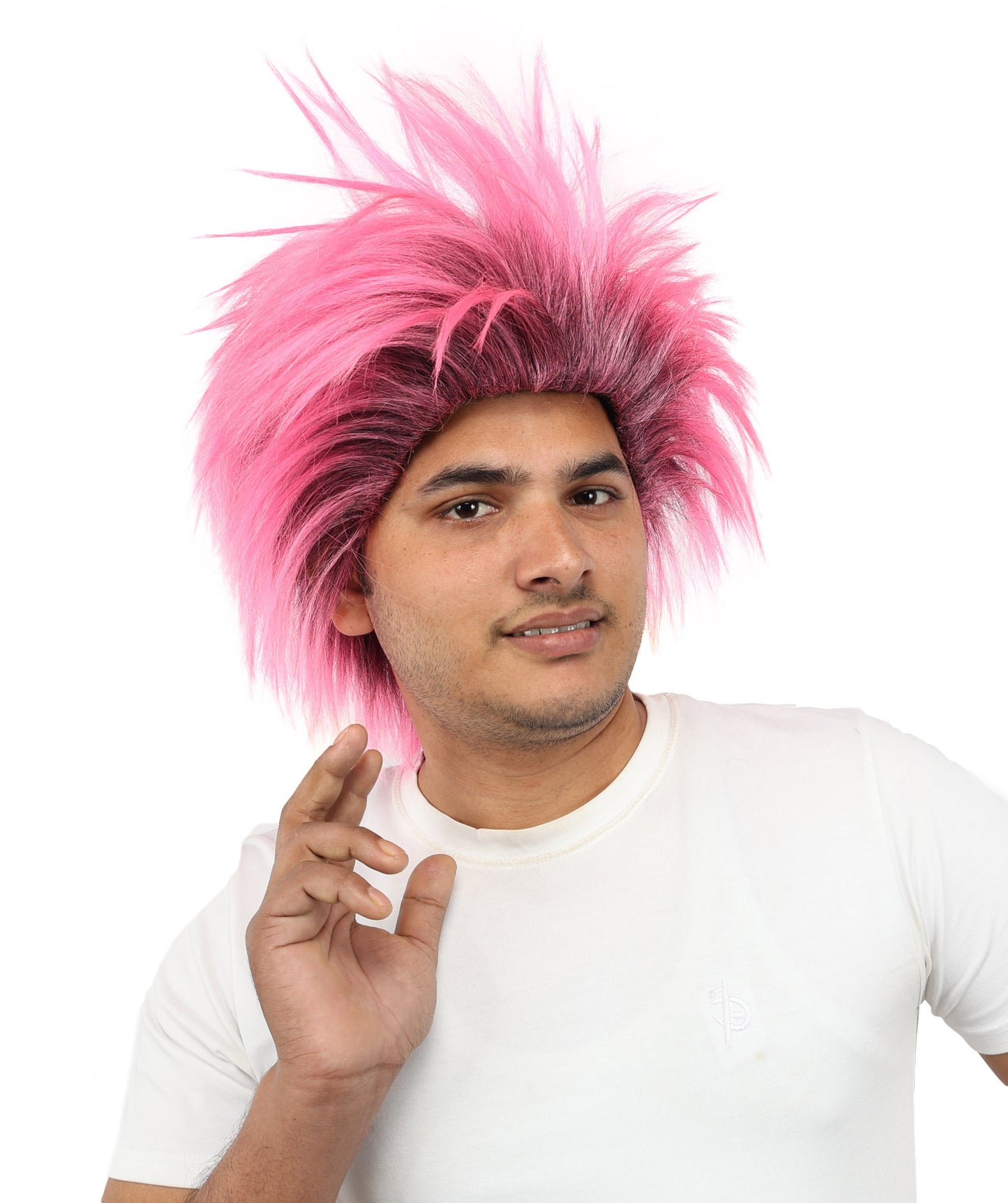 Wigs2you H-7092 大人男性用パーティーパンクウィッグ｜ミディアムスパイクマルチカラーヘアスタイル、調節可能なストラップと合成繊維使用、コスプレ、ハロウィン、カーニバル、パーティーに最適