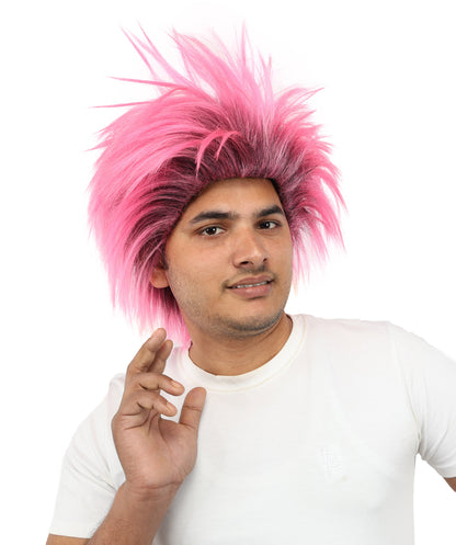 Wigs2you H-7092 大人男性用パーティーパンクウィッグ｜ミディアムスパイクマルチカラーヘアスタイル、調節可能なストラップと合成繊維使用、コスプレ、ハロウィン、カーニバル、パーティーに最適