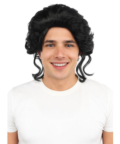 Wigs2you H-7093 大人男性用ミディアムウェーブブラックウィッグ｜柔らかなボリューム感のある合成毛ウィッグ｜コスプレ、パーティー、舞台パフォーマンスに最適な自然な質感のスタイル