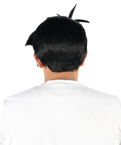 Wigs2you H-7095 大人男性用ウエスタンアウトロー風黒ウィッグ＆口ひげセット｜短めの黒色合成ウィッグとそれに合わせた口ひげ｜コスチュームパーティーやロールプレイに最適