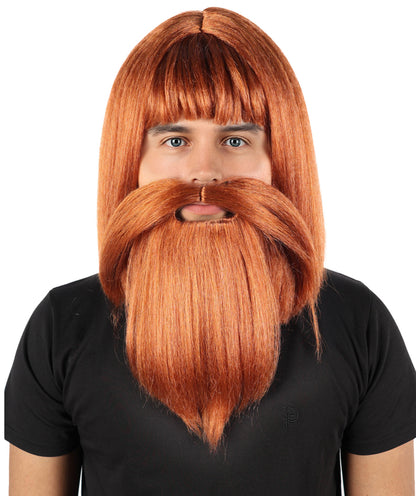Wigs2you H-7096 大人男性用バイキング風ウィッグ、あごひげ、口ひげセット｜ダークオーバン合成毛ウィッグ、お揃いの口ひげとあごひげ｜コスプレ、舞台、パーティーに最適なサイズ調整可能