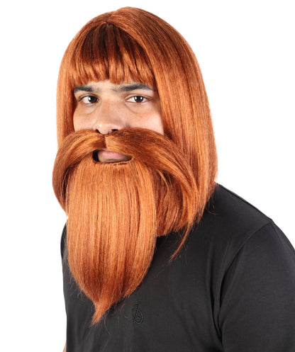 Wigs2you H-7096 大人男性用バイキング風ウィッグ、あごひげ、口ひげセット｜ダークオーバン合成毛ウィッグ、お揃いの口ひげとあごひげ｜コスプレ、舞台、パーティーに最適なサイズ調整可能