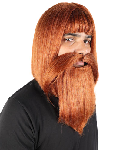Wigs2you H-7096 大人男性用バイキング風ウィッグ、あごひげ、口ひげセット｜ダークオーバン合成毛ウィッグ、お揃いの口ひげとあごひげ｜コスプレ、舞台、パーティーに最適なサイズ調整可能