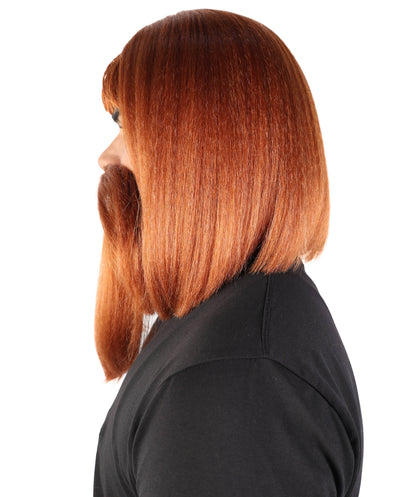Wigs2you H-7096 大人男性用バイキング風ウィッグ、あごひげ、口ひげセット｜ダークオーバン合成毛ウィッグ、お揃いの口ひげとあごひげ｜コスプレ、舞台、パーティーに最適なサイズ調整可能