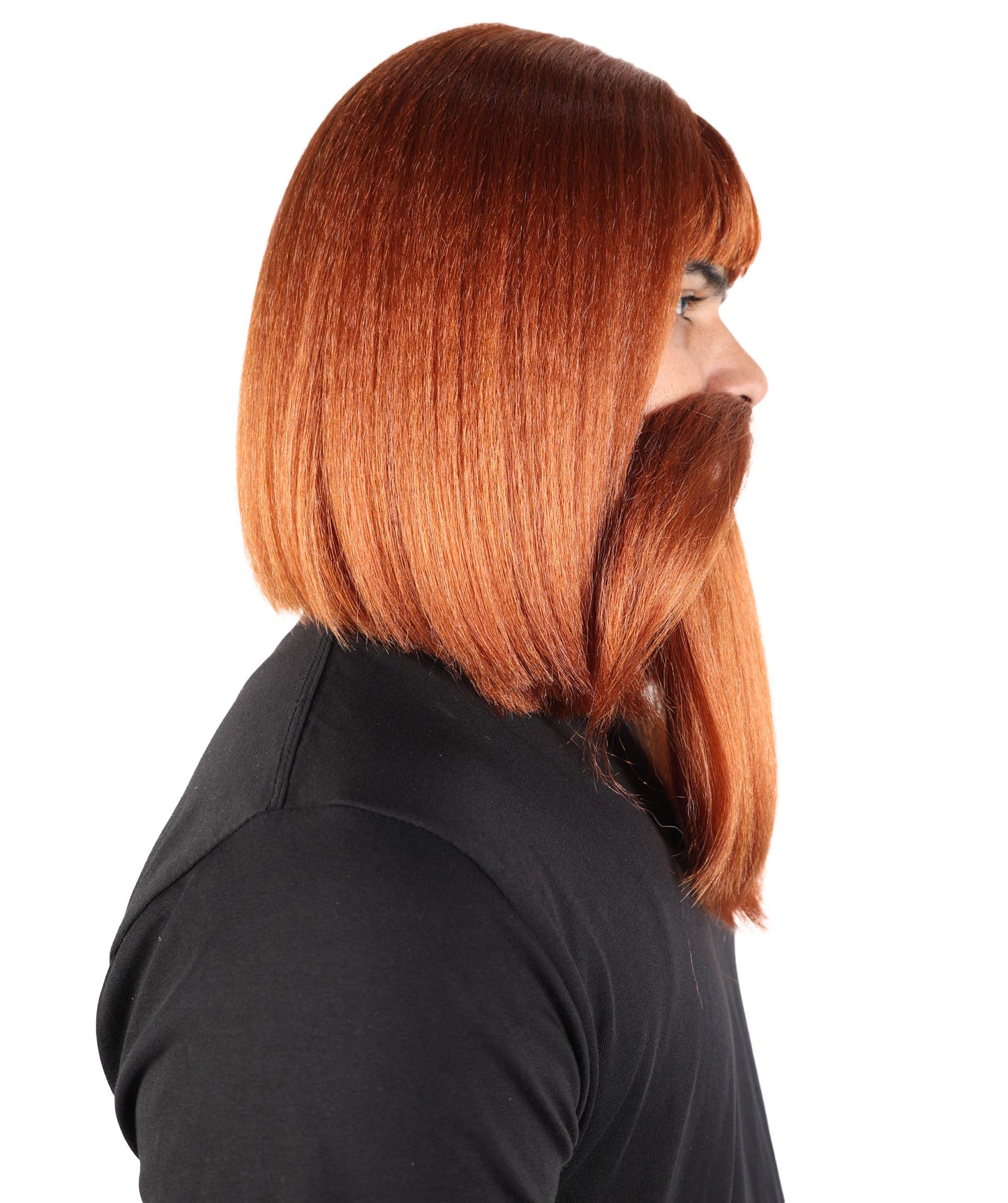 Wigs2you H-7096 大人男性用バイキング風ウィッグ、あごひげ、口ひげセット｜ダークオーバン合成毛ウィッグ、お揃いの口ひげとあごひげ｜コスプレ、舞台、パーティーに最適なサイズ調整可能