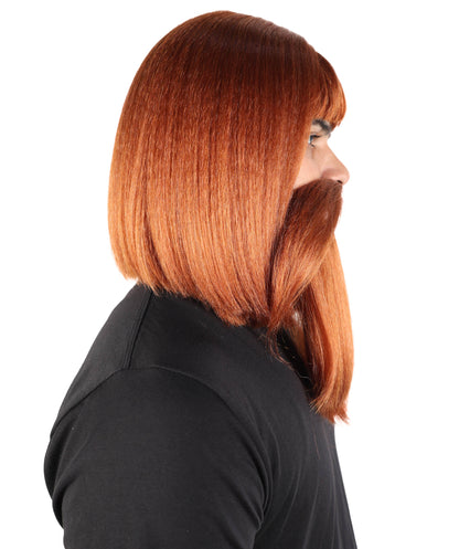 Wigs2you H-7096 大人男性用バイキング風ウィッグ、あごひげ、口ひげセット｜ダークオーバン合成毛ウィッグ、お揃いの口ひげとあごひげ｜コスプレ、舞台、パーティーに最適なサイズ調整可能