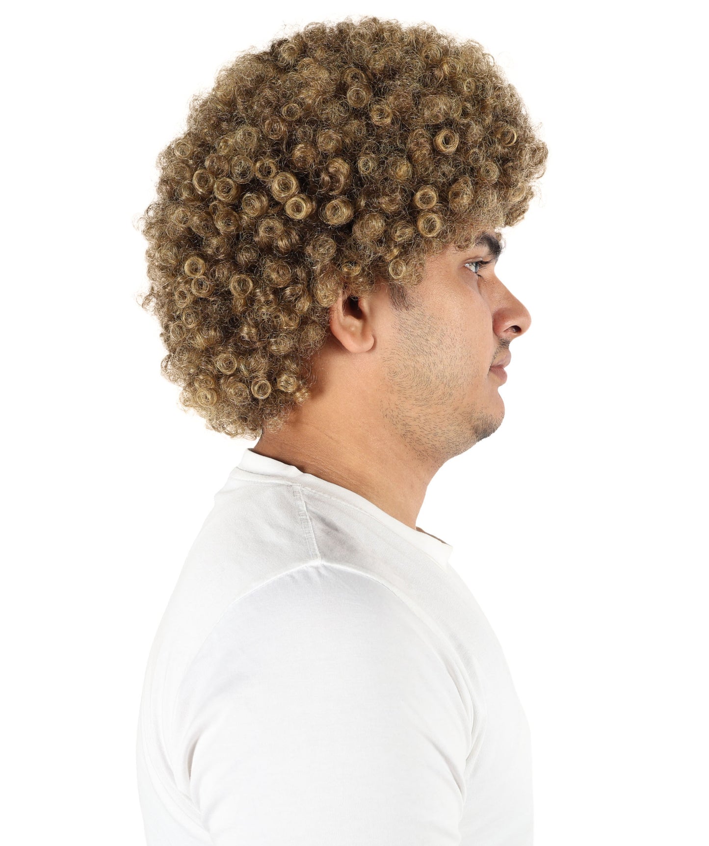 Wigs2you H-7097 大人男性用カーリーアスリートブラウンウィッグ｜ボリュームたっぷりの合成毛ウィッグ、厚みのあるカール｜ステージ、パーティー、ロールプレイに最適な調節可能なフィット感