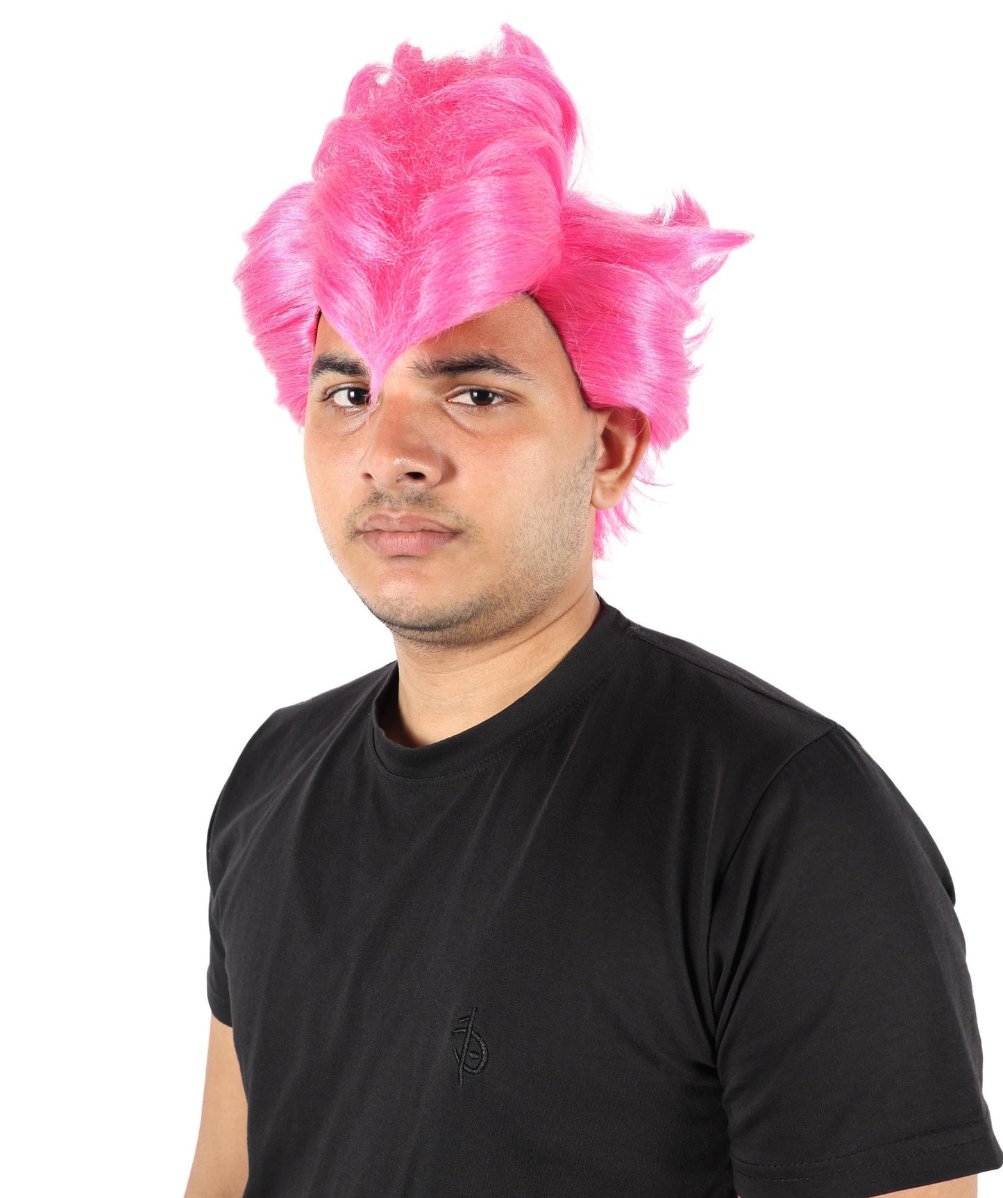 Wigs2you H-7098 大人男性用ショートスパイクピンクウィッグ｜アニメ風ボリュームヘアスタイル｜ステージ、パーティー、ロールプレイに最適な調節可能なフィット感