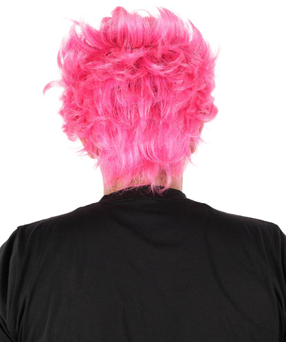 Wigs2you H-7098 大人男性用ショートスパイクピンクウィッグ｜アニメ風ボリュームヘアスタイル｜ステージ、パーティー、ロールプレイに最適な調節可能なフィット感